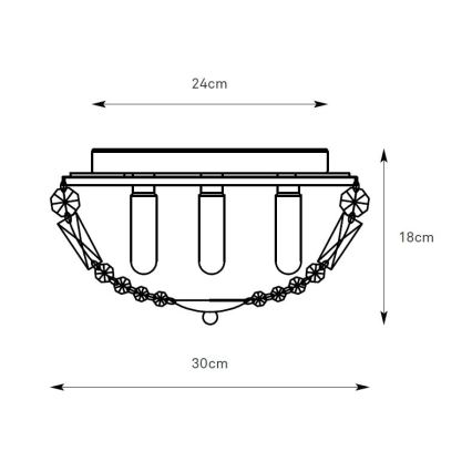 Markslöjd 109031 - Badeværelsesloftlampe ESTELLE 3xG9/20W/230V Ø 30 cm IP44 messing