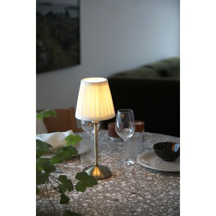 Markslöjd 109126 - LED dæmpbar genopladelig berøringsbetjent bordlampe ANNO 1xE14/2W/2000 mAh hvid/messing