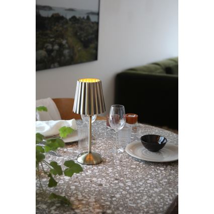 Markslöjd 109127 - LED dæmpbar genopladelig berøringsbetjent bordlampe CELIA 1xE14/2W/2000 mAh messing