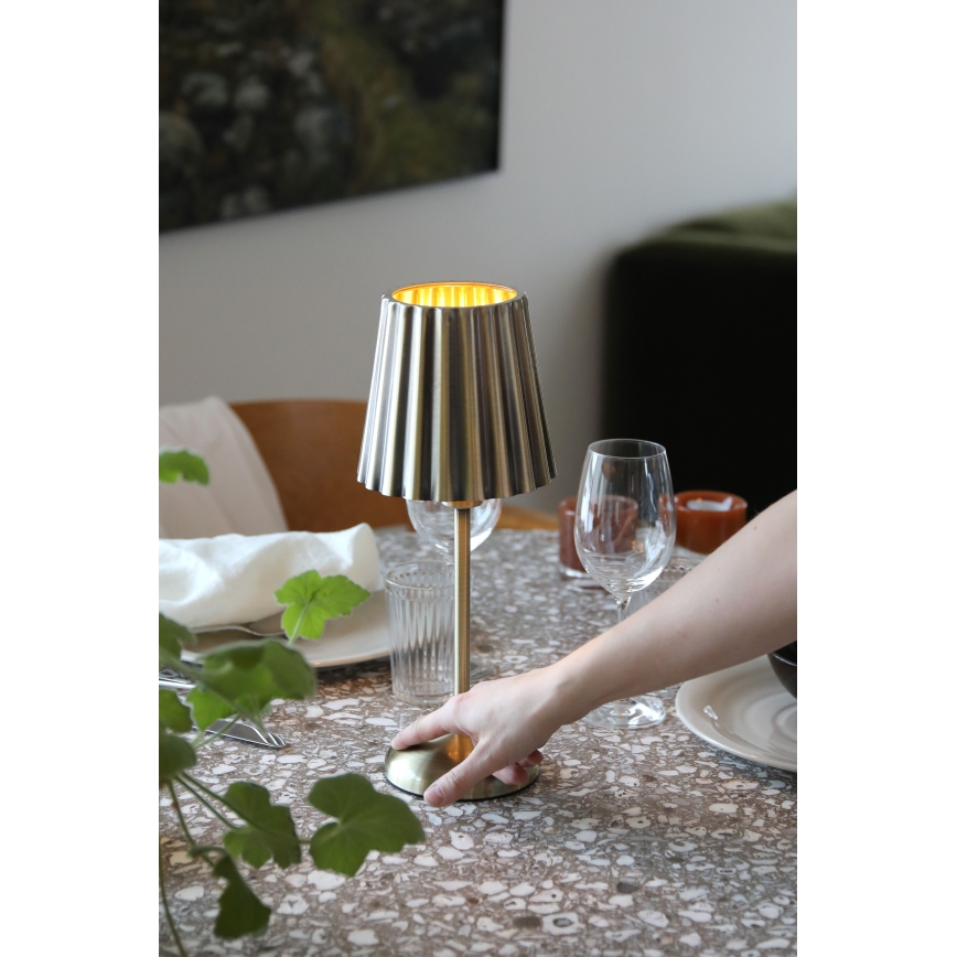 Markslöjd 109127 - LED dæmpbar genopladelig berøringsbetjent bordlampe CELIA 1xE14/2W/2000 mAh messing