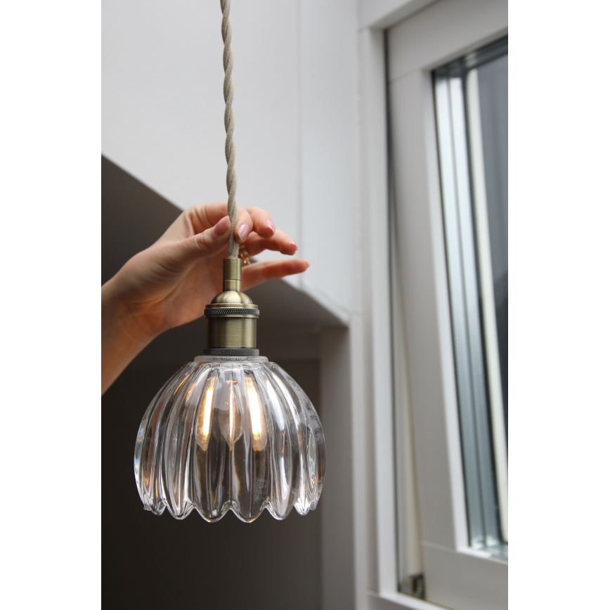 Markslöjd 109136 - Kabelpendel GOTA 1xE14/40W/230V Ø 13 cm messing/klart glas