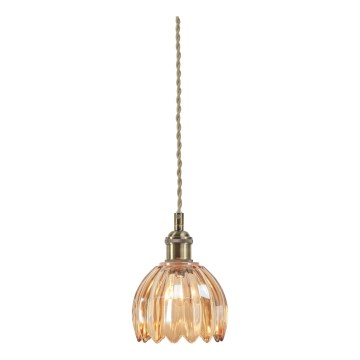 Markslöjd 109137 - GOTA pendel på ledning 1xE14/40W/230V Ø 13 cm røgfarvet beige/messing
