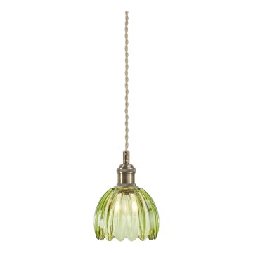 Markslöjd 109138 - Pendel på ledning GOTA 1xE14/40W/230V Ø 13 cm røgfarvet grøn/messing