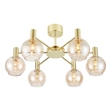 Markslöjd 109152 - Loftmonteret lysekrone AMBRA 6xE14/40W/230V Ø 75 cm guld/røget beige