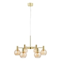 Markslöjd 109153 - Lysekrone på wire AMBRA 6xE14/40W/230V Ø 75 cm guld/røget beige