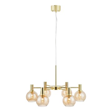 Markslöjd 109153 - Lysekrone på wire AMBRA 6xE14/40W/230V Ø 75 cm guld/røget beige