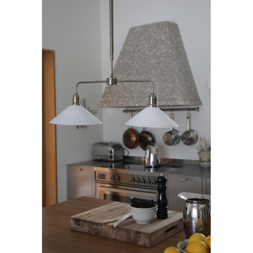 Markslöjd 109160 - Stangpendel VELA 2xE27/60W/230V hvid/messing