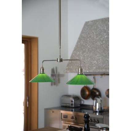 Markslöjd 109161 - Loftlampe på stang VELA 2xE27/60W/230V grøn/messing