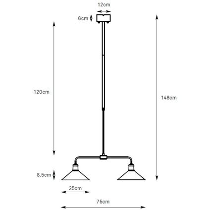 Markslöjd 109161 - Loftlampe på stang VELA 2xE27/60W/230V grøn/messing