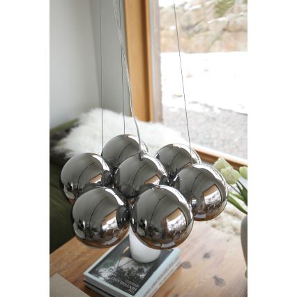 Markslöjd 109167 - Lysekrone med wireophæng CUPOLO 7xE14/40W/230V i blank krom