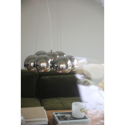 Markslöjd 109167 - Lysekrone med wireophæng CUPOLO 7xE14/40W/230V i blank krom