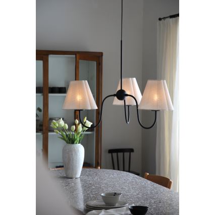 Markslöjd 109172 - VEYA pendel på kabel 3xE14/40W/230V Ø 90 cm hør/sort