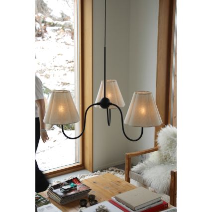 Markslöjd 109172 - VEYA pendel på kabel 3xE14/40W/230V Ø 90 cm hør/sort