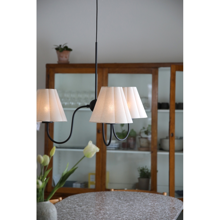 Markslöjd 109172 - VEYA pendel på kabel 3xE14/40W/230V Ø 90 cm hør/sort