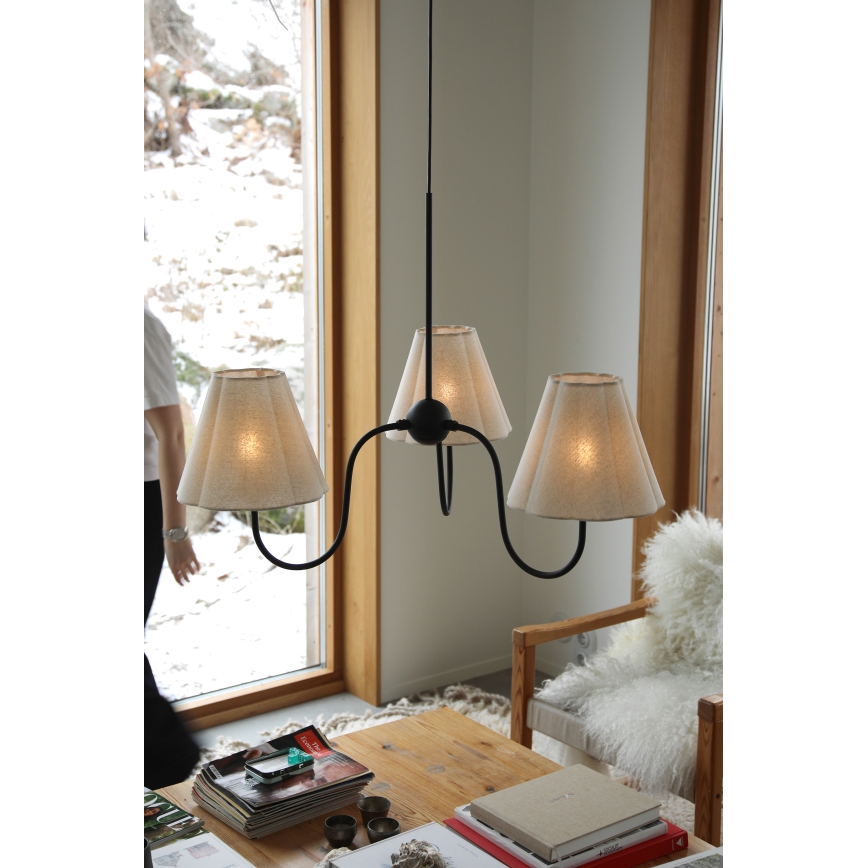 Markslöjd 109172 - VEYA pendel på wire 3xE14/40W/230V hør/sort
