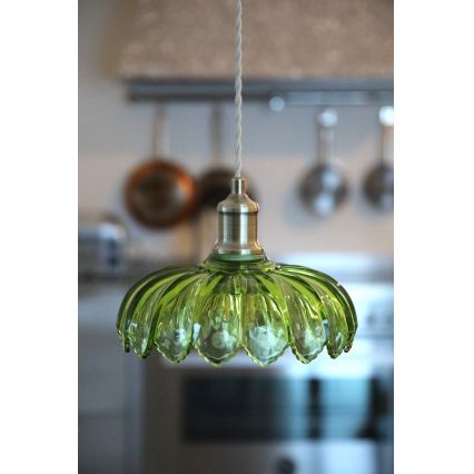 Markslöjd 109177 - Pendel på ledning KURAGE 1xE27/40W/230V messing/røget grøn