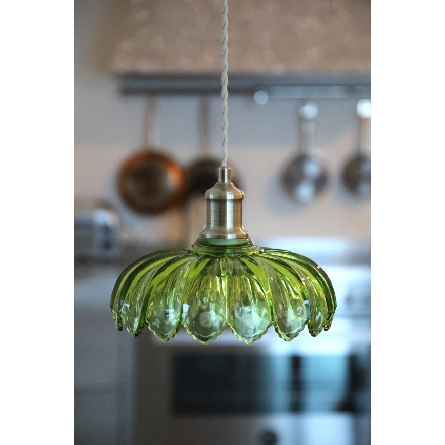 Markslöjd 109177 - Pendel på ledning KURAGE 1xE27/40W/230V messing/røget grøn