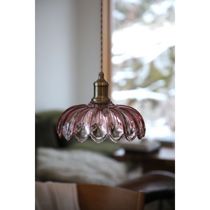 Markslöjd 109178 - Pendel med ledning KURAGE 1xE27/40W/230V messing/røget rosa
