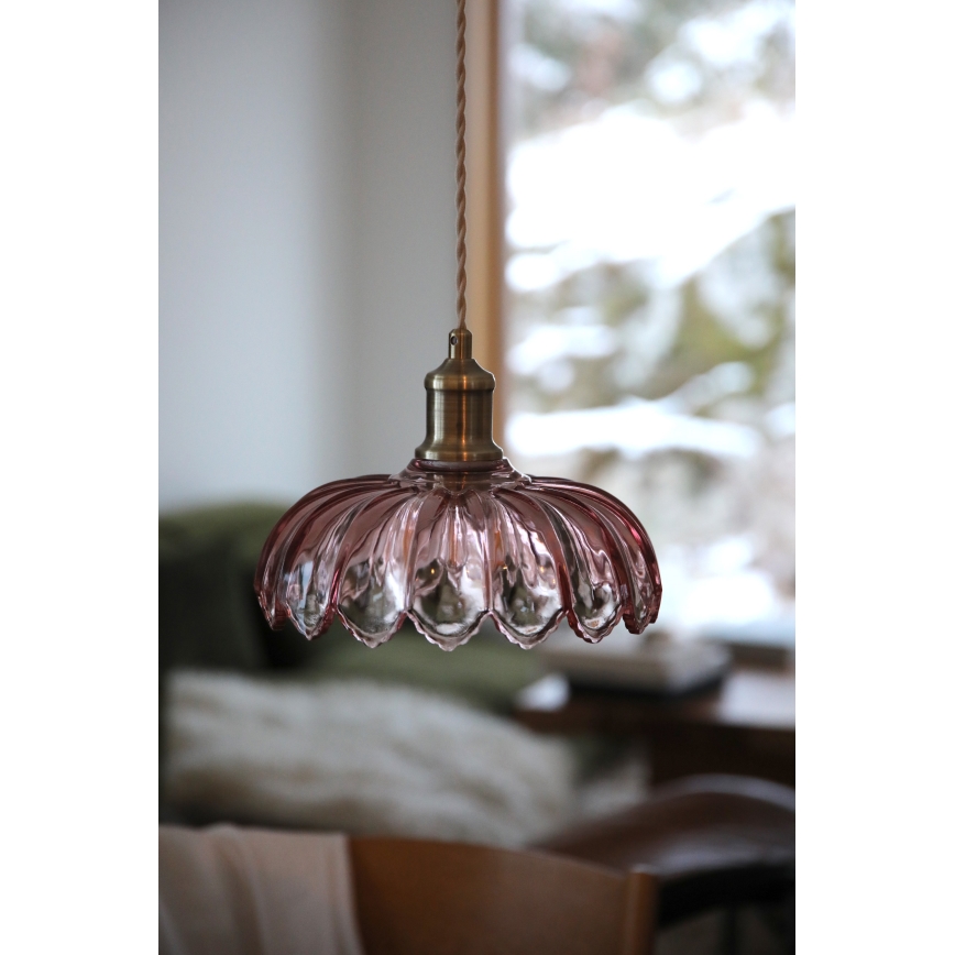 Markslöjd 109178 - Pendel med ledning KURAGE 1xE27/40W/230V messing/røget rosa