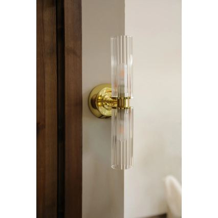 Markslöjd 109236 - Badeværelsesvæglampe RIMINI 2xG9/20W/230V IP44 messing