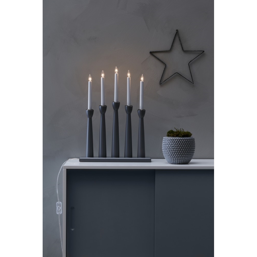 Markslöjd 704197 - Julelysestage MASESKÄR 5xE10/3W/230V grå 