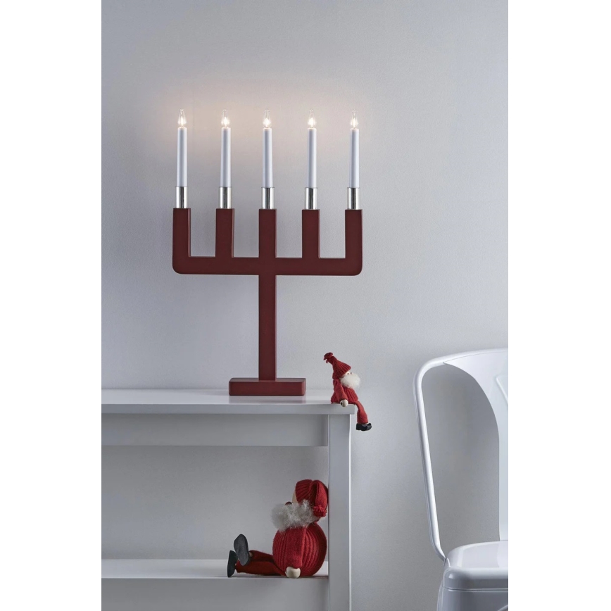 Markslöjd 704220 - Julelysestage SUNDSTOORP 5xE10/3W/230V rød