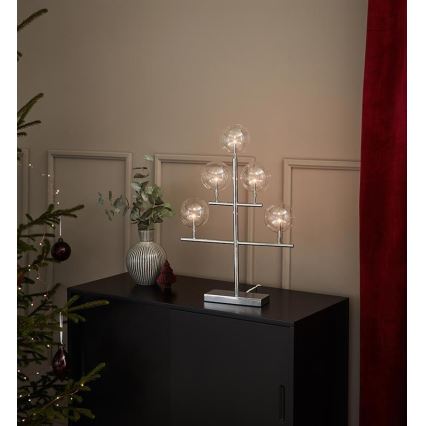 Markslöjd 704820 - Julelysestage MAESTRO 5xE5/0,8W/230/12V skinnende krom