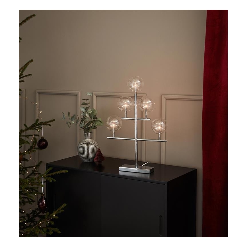 Markslöjd 704820 - Julelysestage MAESTRO 5xE5/0,8W/230/12V skinnende krom