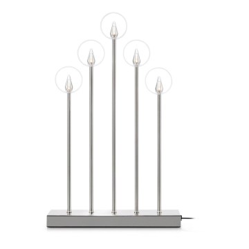 Markslöjd 704840 - Julelysestage GABRIEL 5xE5/0,8W/230/12V mat krom