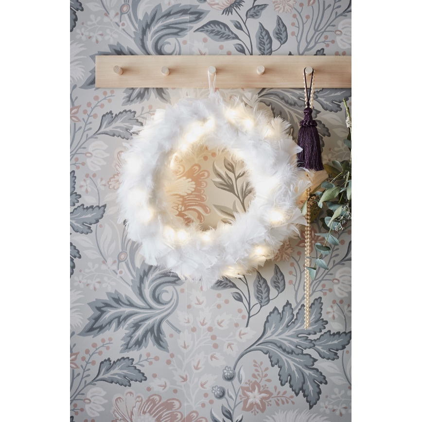 Markslöjd 705290 - LED Julekrans FEATHER LED/1,2W/3xAA diameter 35 cm