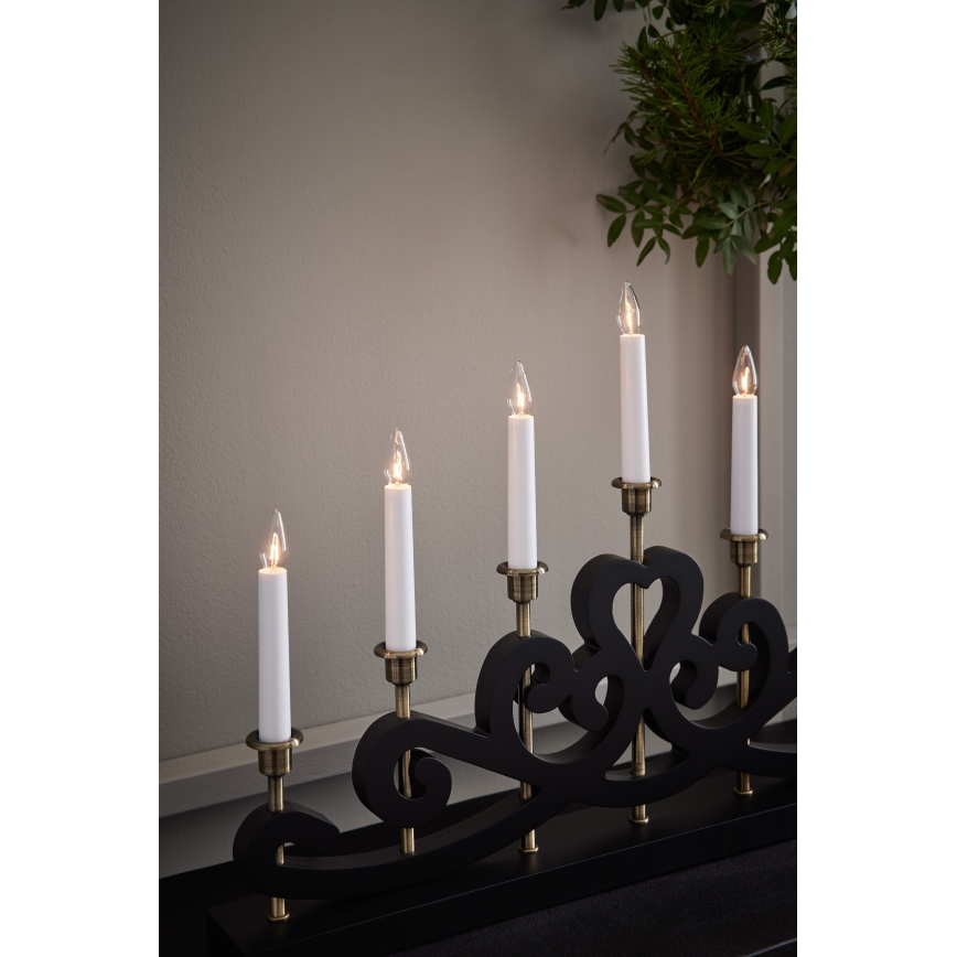 Markslöjd 705966 - Julelysestage NIGHTFALL 7xE10/3W/230V sort/messing