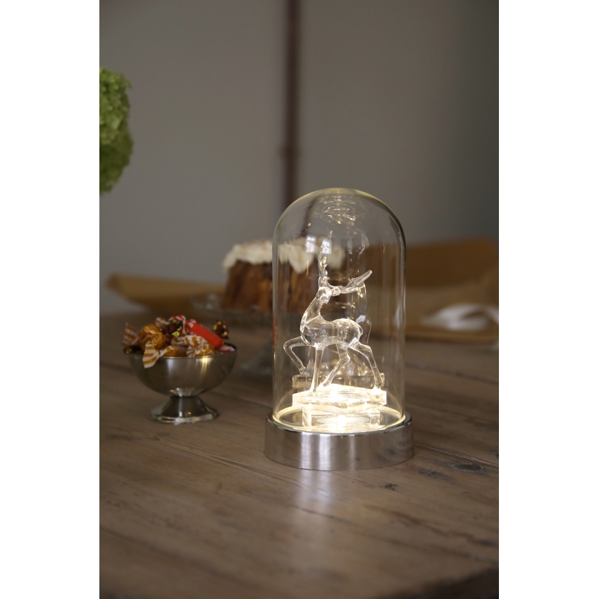 Markslöjd 706528 - LED juledekoration ISLA LED/0,06W/3xAA blank krom/rensdyr