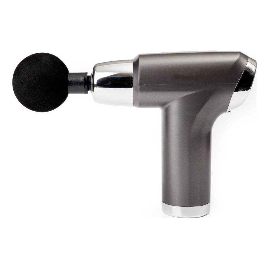 Massagepistol m. 4 hoveder genopladelig 25W/5V 1200 mAh