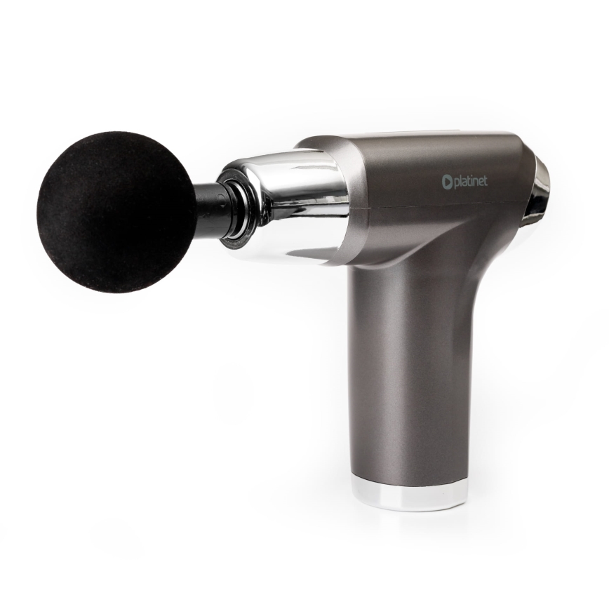 Massagepistol m. 4 hoveder genopladelig 25W/5V 1200 mAh