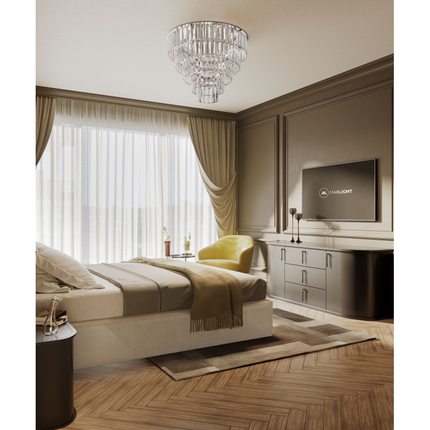 MAXLIGHT C0137 - Loftlampe MONACO 15xG9/40W/230V diameter 60 cm skinnende krom