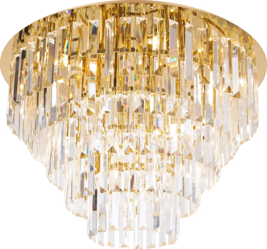 MAXLIGHT C0206 - Loftlampe MONACO 15xG9/40W/230V diameter 60 cm guldfarvet