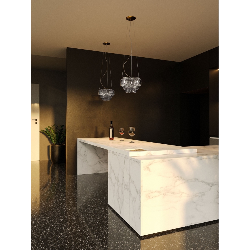 MAXLIGHT P0259 - Pendel MONACO 9xG9/40W/230V diameter 42 cm skinnende krom