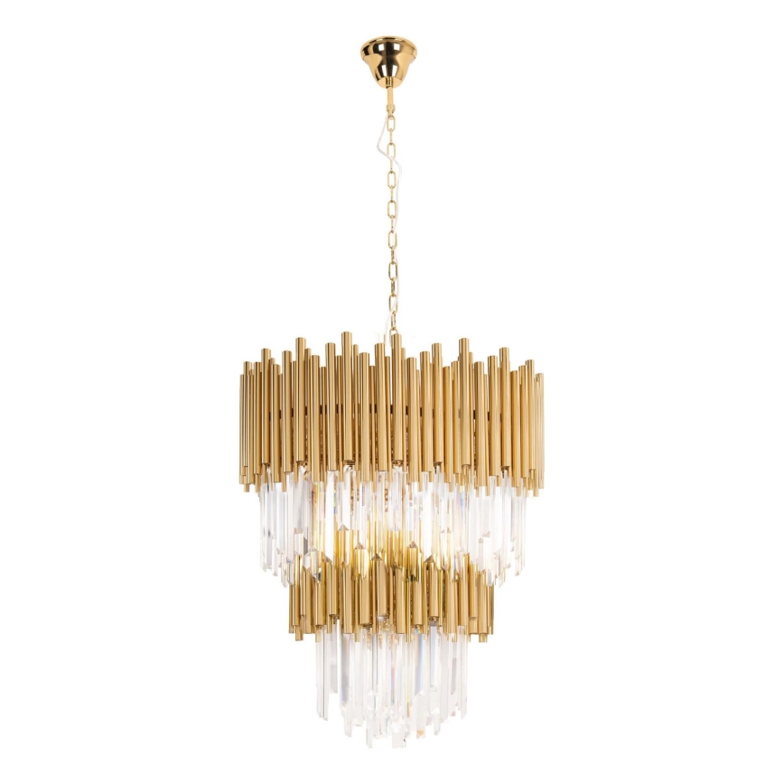 MAXLIGHT P0283 - Pendel med kædeophæng VOGUE 16xE14/40W/230V diameter 60 cm guldfarvet