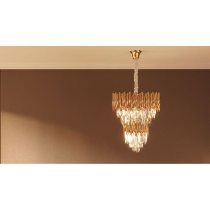 MAXLIGHT P0283 - Pendel med kædeophæng VOGUE 16xE14/40W/230V diameter 60 cm guldfarvet