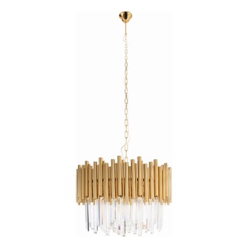 MAXLIGHT P0284 - Pendel med kædeophæng VOGUE 12xE14/40W/230V diameter 60 cm guldfarvet