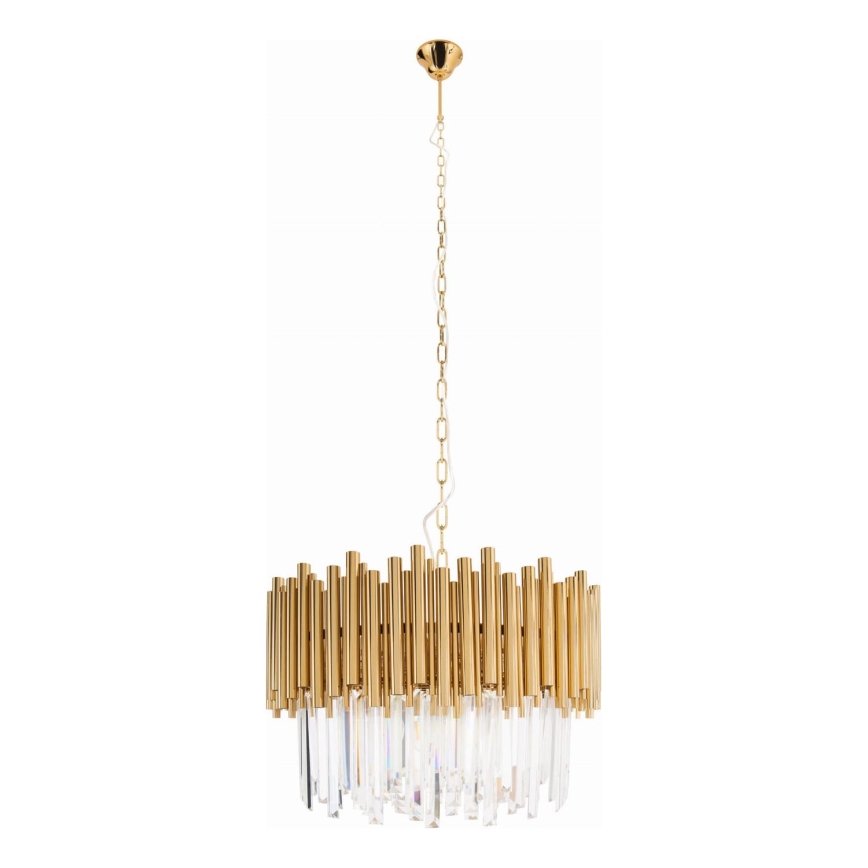 MAXLIGHT P0284 - Pendel med kædeophæng VOGUE 12xE14/40W/230V diameter 60 cm guldfarvet