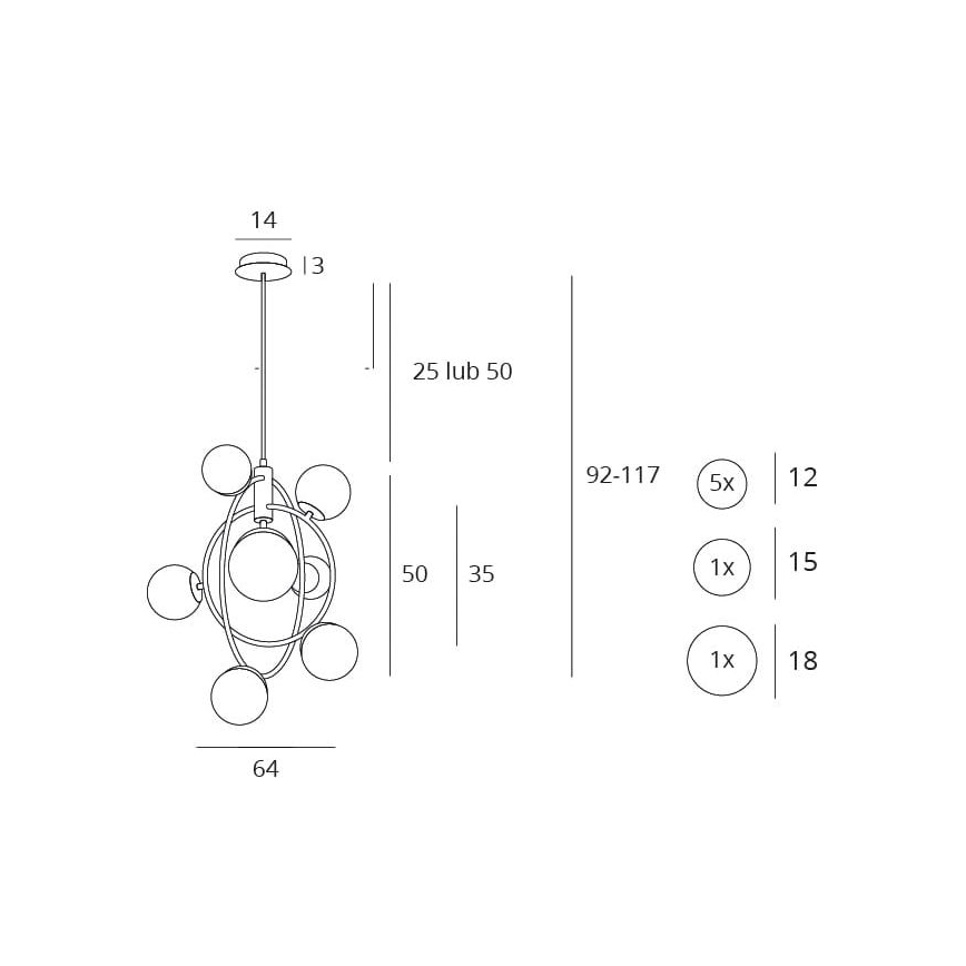 MAXLIGHT P0378 - Pendellampe COSMOS 7xG9/40W/230V guldfarvet