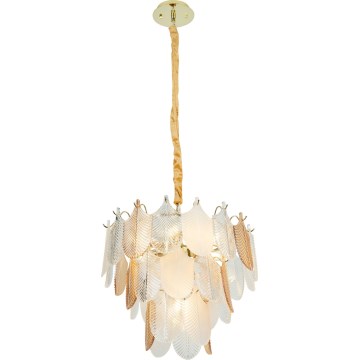 MAXLIGHT P0417 - Pendel med kædeophæng ARWENA 7xE14/40W/230V diameter 50 cm guldfarvet