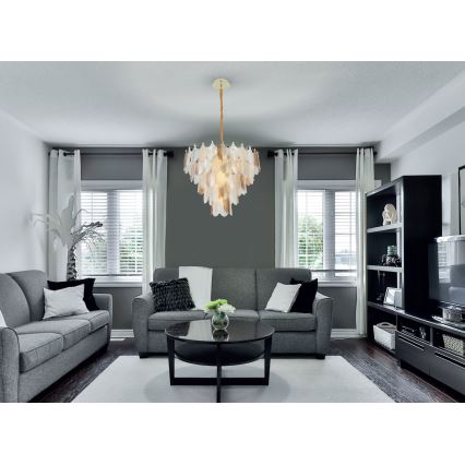 MAXLIGHT P0417 - Pendel med kædeophæng ARWENA 7xE14/40W/230V diameter 50 cm guldfarvet