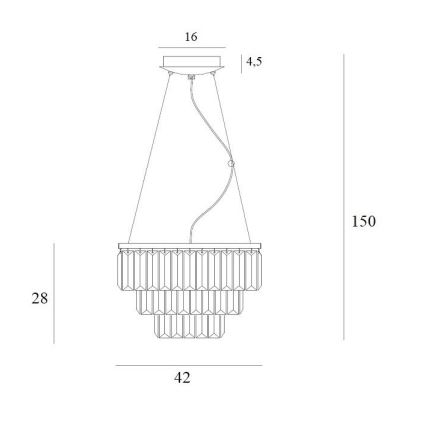 MAXLIGHT P0423 - Pendel MONACO 9xG9/40W/230V diameter 42 cm guldfarvet