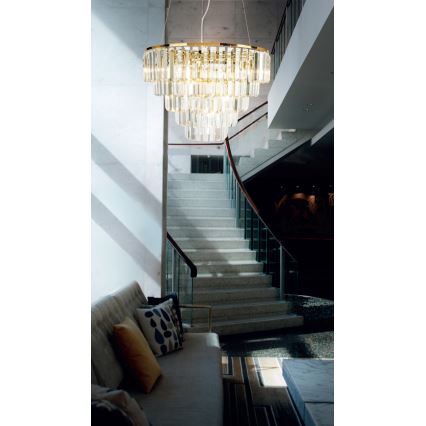 MAXLIGHT P0424 - Pendel MONACO 15xG9/40W/230V diameter 60 cm guldfarvet