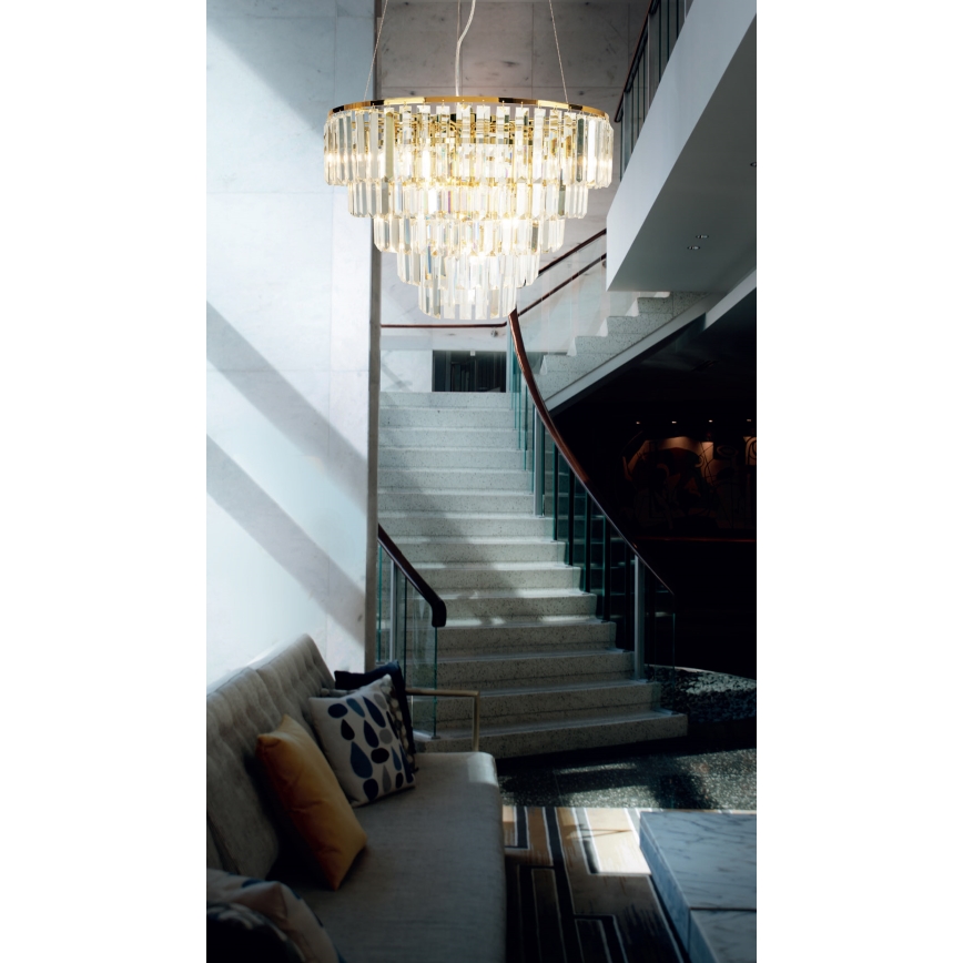 MAXLIGHT P0424 - Pendel MONACO 15xG9/40W/230V diameter 60 cm guldfarvet
