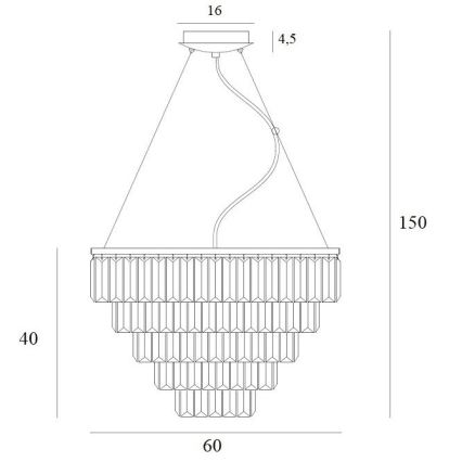 MAXLIGHT P0424 - Pendel MONACO 15xG9/40W/230V diameter 60 cm guldfarvet