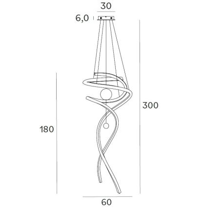 MAXLIGHT P0427D - LED pendel dæmpbar RITZ LED/100W/230V diameter 60 cm CRI 90 guldfarvet
