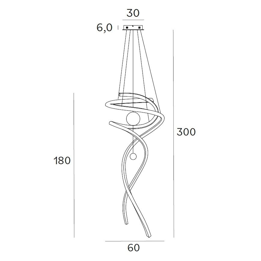 MAXLIGHT P0427D - LED pendel dæmpbar RITZ LED/100W/230V diameter 60 cm CRI 90 guldfarvet